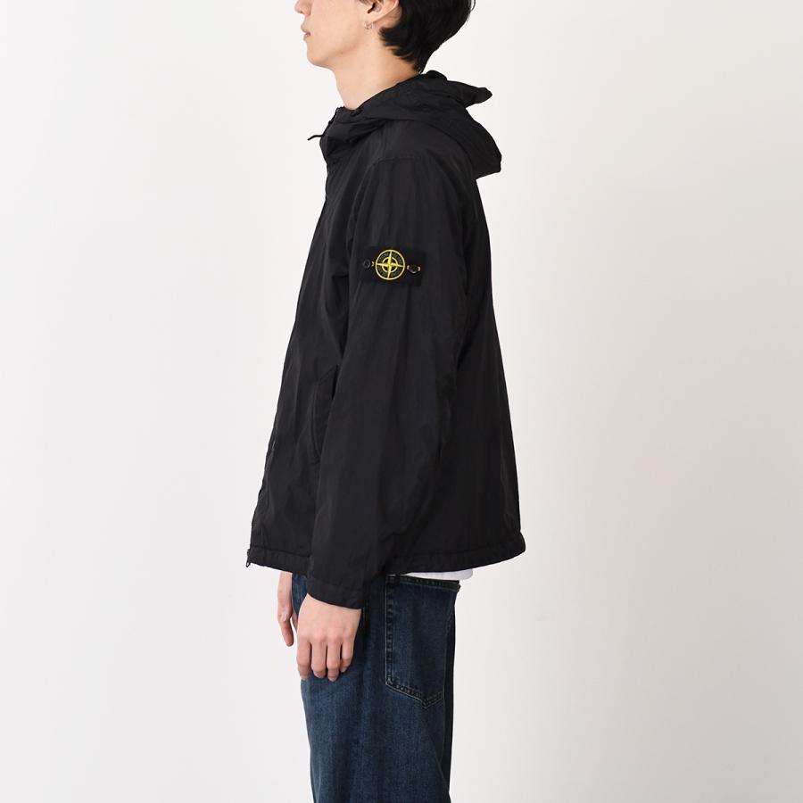 STONE ISLAND ストーンアイランド アウター 4100001 CRINKLE REPS NY 防風＆撥水ジャケット 4100001 S0A23 メンズ ブラック ナイロン フード 軽量 2wayジッパーの画像