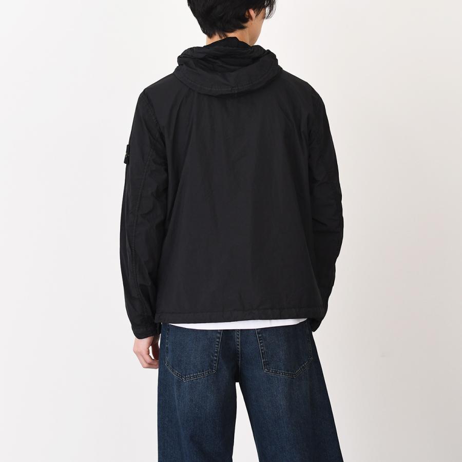 STONE ISLAND ストーンアイランド アウター 4100001 CRINKLE REPS NY 防風＆撥水ジャケット 4100001 S0A23 メンズ ブラック ナイロン フード 軽量 2wayジッパーの画像