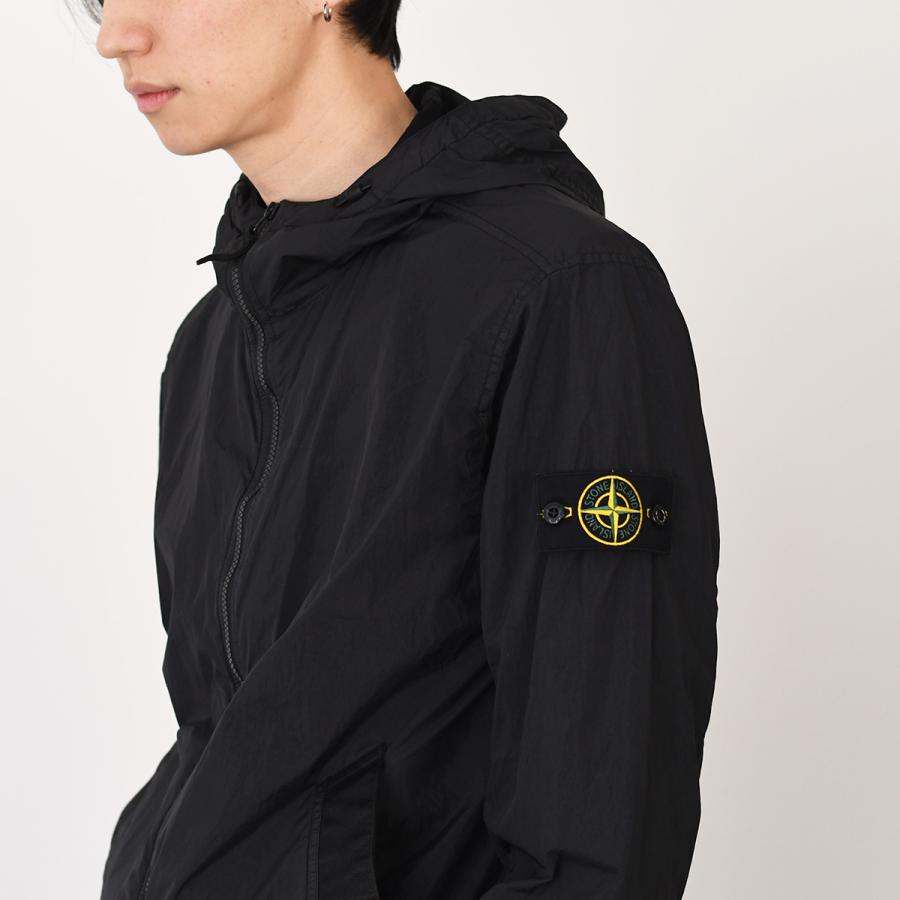 STONE ISLAND ストーンアイランド アウター 4100001 CRINKLE REPS NY 防風＆撥水ジャケット 4100001 S0A23 メンズ ブラック ナイロン フード 軽量 2wayジッパーの画像
