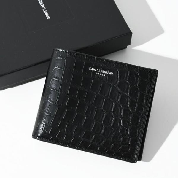 SAINT LAURENT サンローラン 折りたたみ財布 クロコ柄 コインケース
