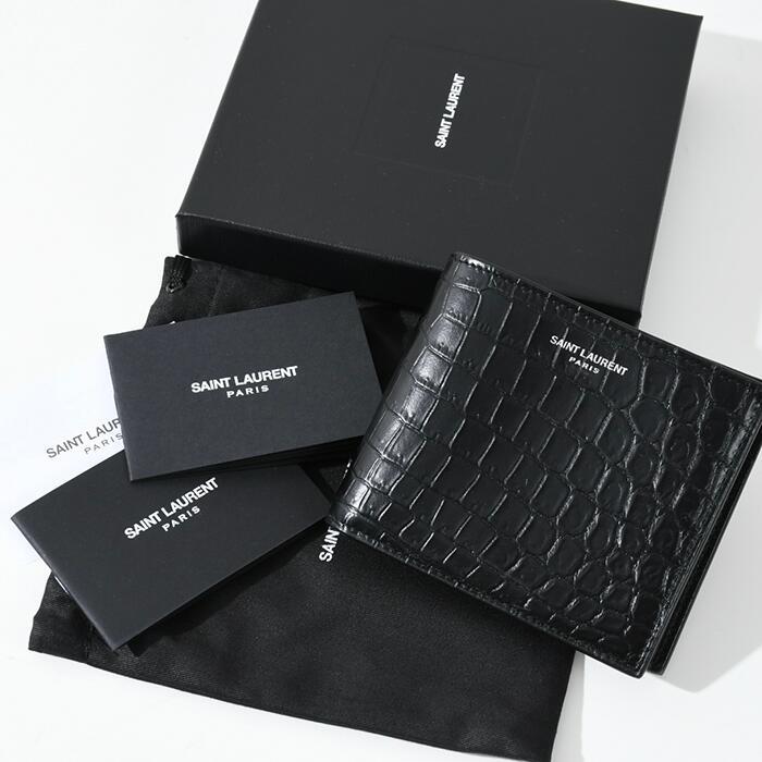 SAINT LAURENT サンローラン 折りたたみ財布 クロコ柄 コインケース