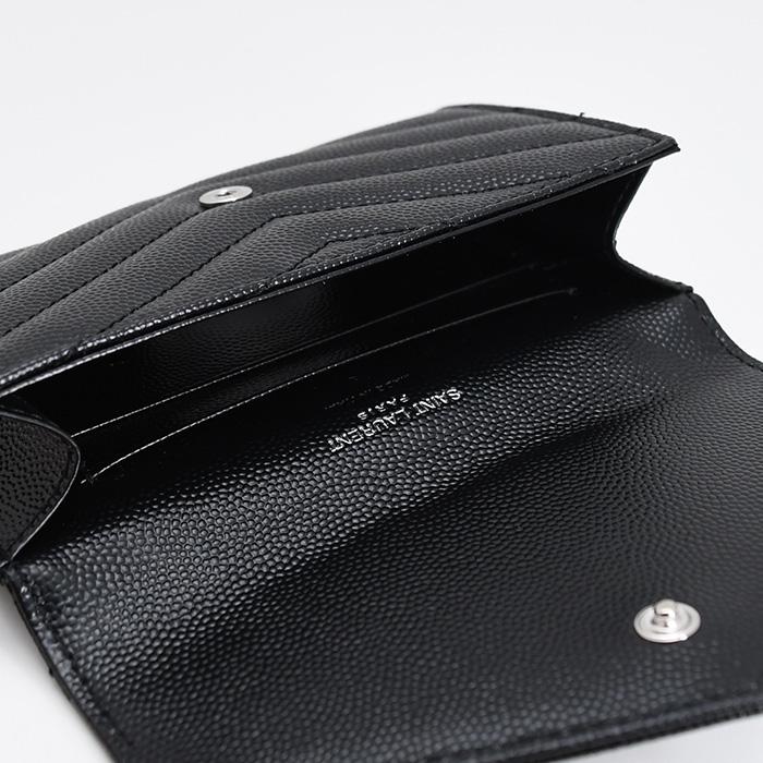 SAINT LAURENT エンベロープ ブラック 三つ折り財布 サンローラン (YSL) カサンドラ スモール エンベロープ ウォレット