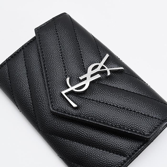 SAINT LAURENT エンベロープ ブラック 三つ折り財布 サンローラン (YSL) カサンドラ スモール エンベロープ ウォレット