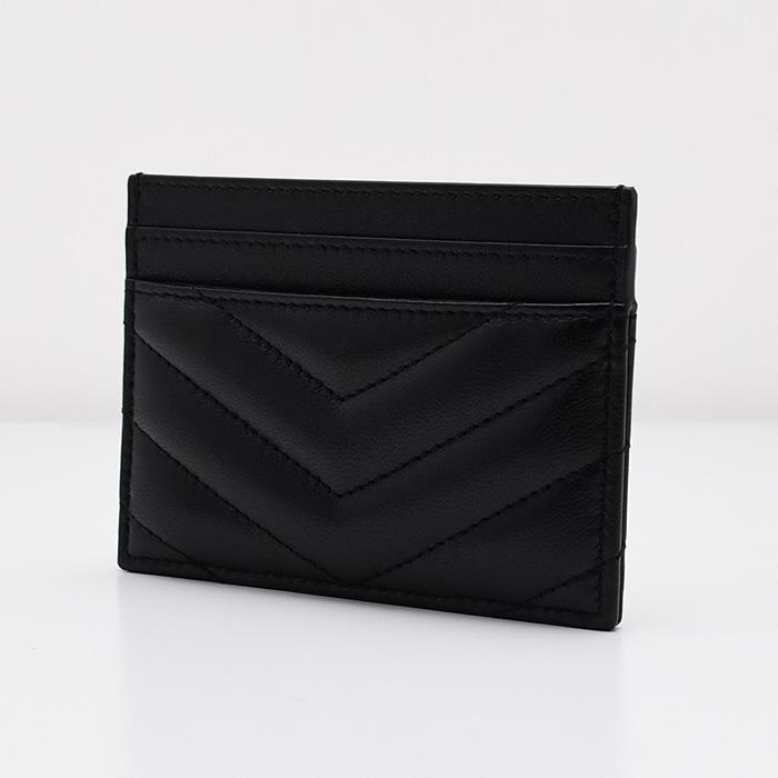 SAINT LAURENT サンローラン YSL カードケース 423291 AAA44 カサンドラ マトラッセ パスケース 名刺入れ レディース ラムスキン レザー ブラック 革小物の画像