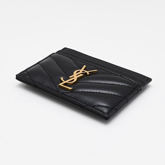 SAINT LAURENT サンローラン YSL カードケース 423291 AAA44 カサンドラ マトラッセ パスケース 名刺入れ レディース ラムスキン レザー ブラック 革小物の画像