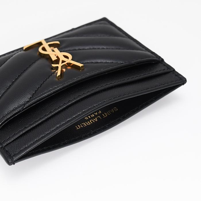 SAINT LAURENT サンローラン YSL カードケース 423291 AAA44 カサンドラ マトラッセ パスケース 名刺入れ レディース ラムスキン レザー ブラック 革小物の画像