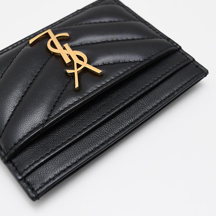 SAINT LAURENT サンローラン YSL カードケース 423291 AAA44 カサンドラ マトラッセ パスケース 名刺入れ レディース ラムスキン レザー ブラック 革小物の画像