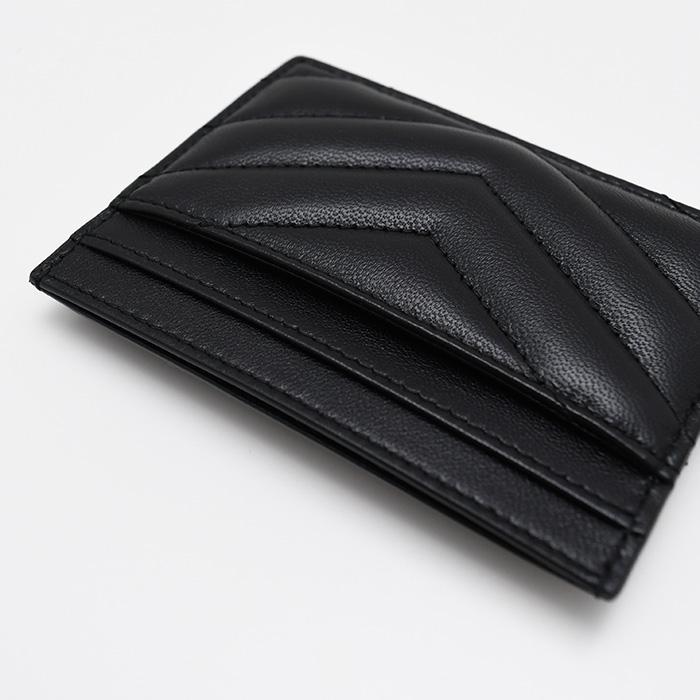 SAINT LAURENT サンローラン YSL カードケース 423291 AAA44 カサンドラ マトラッセ パスケース 名刺入れ レディース ラムスキン レザー ブラック 革小物の画像