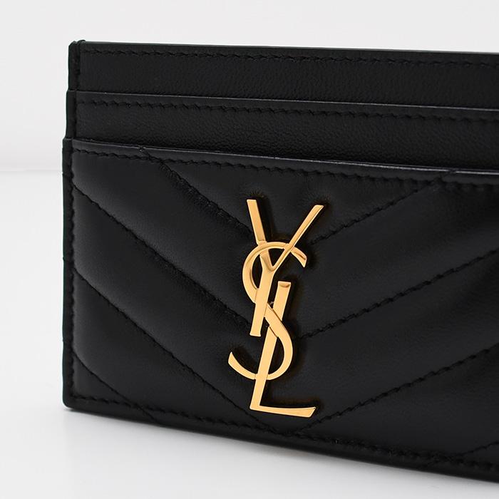 SAINT LAURENT サンローラン YSL カードケース 423291 AAA44 カサンドラ マトラッセ パスケース 名刺入れ レディース ラムスキン レザー ブラック 革小物の画像