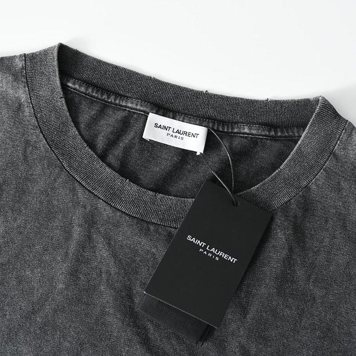 SAINT LAURENT サンローラン Tシャツ ロゴ ウォーンルック 498281