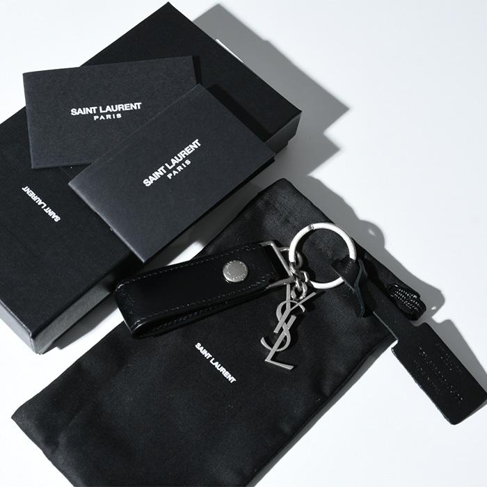 SAINT LAURENT サンローラン キーリング キーホルダー カサンドラ KEYリング 5183230SX0E メンズ BLACK ブラック 黒  YSL ロゴ シンプル 人気