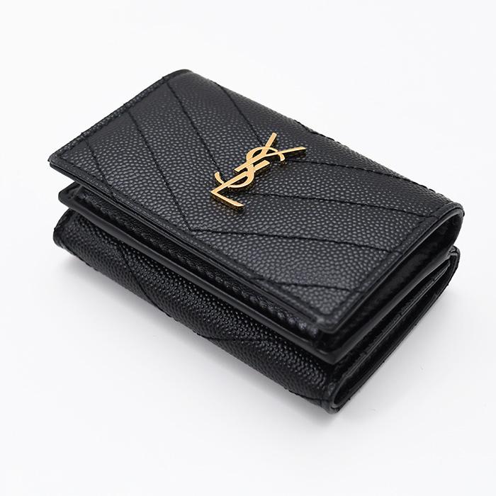 ◇美品◇サンローラン　オリガミタイニーウォレット　スムースレザー　ブラック SAINT LAURENT 中古 サンローラン 三折財布 レディース ブランド YSL