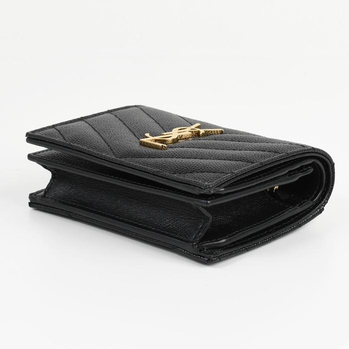 SAINT LAURENT ブラック 財布　美品 YSL ブラックレザー 二つ折り財布