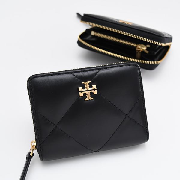 トリーバーチTORYBURCH　ブラックレザー ダイヤモンドキルト　財布　レザー TORY BURCH（トリーバーチ） 財布 キラ ダイヤモンドキルト ジップ