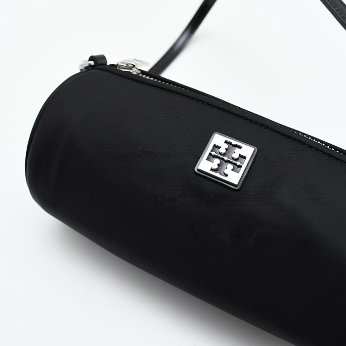 【美品】Tory Burch ボディバッグ ナイロン シルバーロゴ ブラック TORY BURCH（トリーバーチ） バッグ ヴァージニア シリンダーバッグ