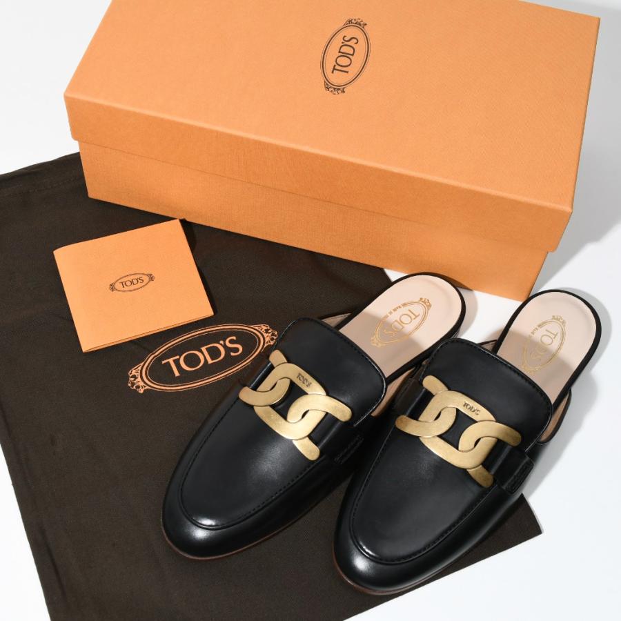 TOD'S トッズ ミュール ケイト サボ レザー XXW79A0EX40NF5B999 サンダル トッズ 靴 レディース 春 夏 新作 BLACK  黒 ブラック ゴールド プレゼント