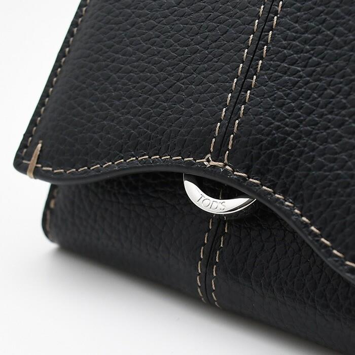 TOD'S トッズ 財布 レザーウォレット XAWDBNB2000XSO レディース ベージュ ブラック ブラウン カーフレザー 三つ折り財布 スナップボタン開閉 ロゴ 爆買の画像