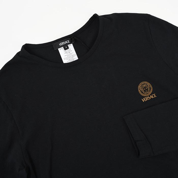 ヴェルサーチ　VERSACE ロンT 黒　長袖　メンズ　ワンポイント VERSACE ヴェルサーチェ Tシャツ ロングTシャツ 2枚セット ロンT