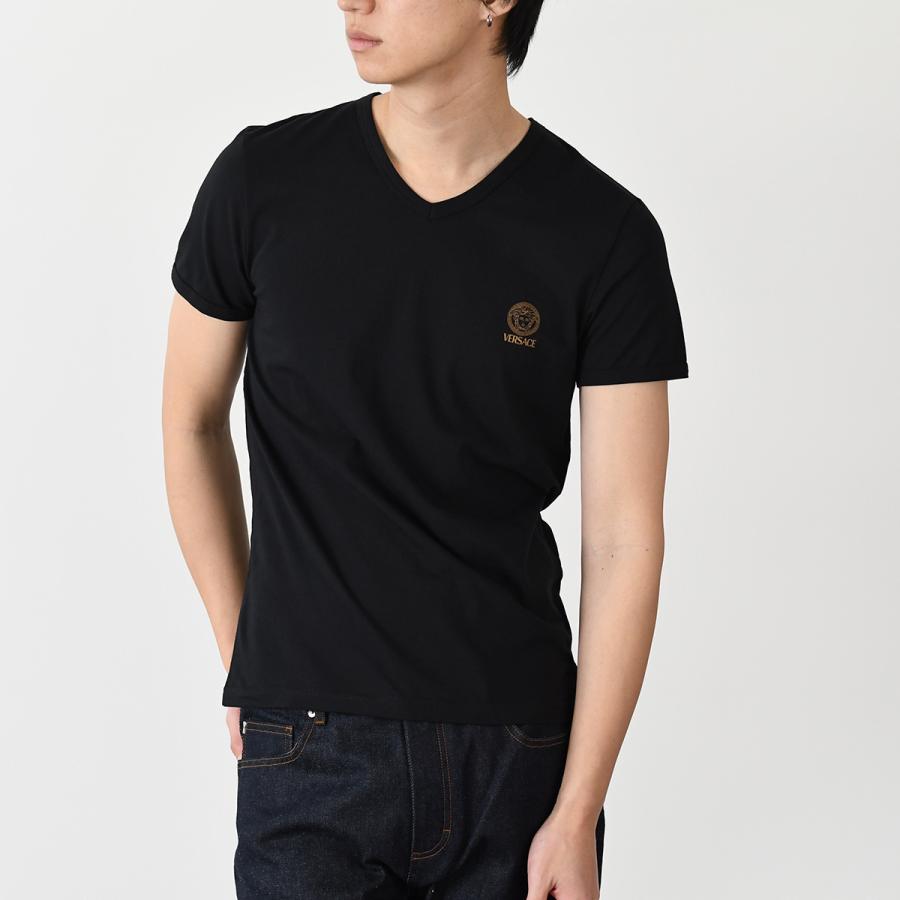 ベルサーチ　今年ノーマルモデルです。 VERSACE ヴェルサーチェ Tシャツ Vネック コットン AUU01004 1A10011