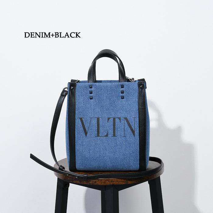 【２点セット】 VALENTINO ヴァレンティノ バッグ 鞄 VLTN エコラボキャンバスミニバッグ 2B0B78 USI レディース 女性 デニム ブラック ロゴ ショルダーバッグ 人気 おすすめ 【ZYX1481193350】(53498円)