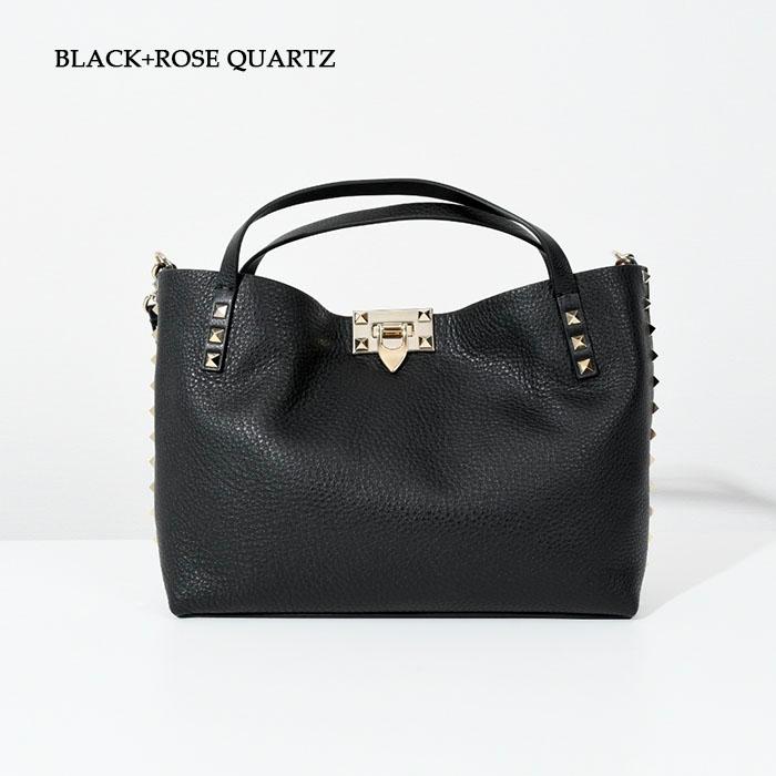 VALENTINO ヴァレンティノ バッグ ロックスタッズカーフスキンバッグ B0K11 VSN レディース BLACK ROSE QUARTZ ブラック スタッズ シンプル ショルダー 2way｜selectshopfelice｜04