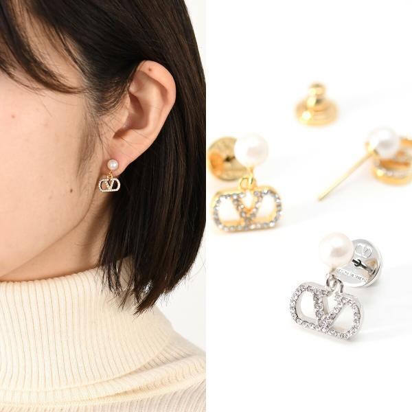 VALENTINO（ヴァレンティノ） ピアス Vロゴ シグネチャー メタル x