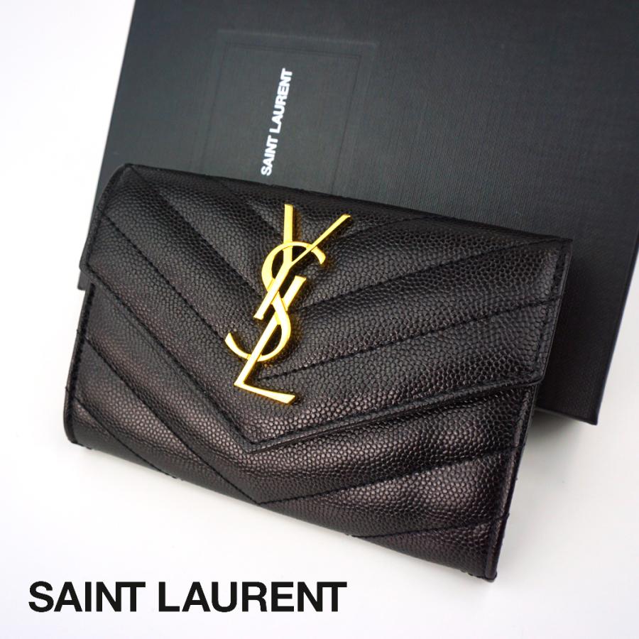 イヴ サンローラン 財布 サンローラン モノグラム二つ折り財布 Saint Laurent Ysl ロゴ Black ブラック 財布 レザー bow01 Ysl bow01 W セレクトショップ Felice Yahoo 店 通販 Yahoo ショッピング