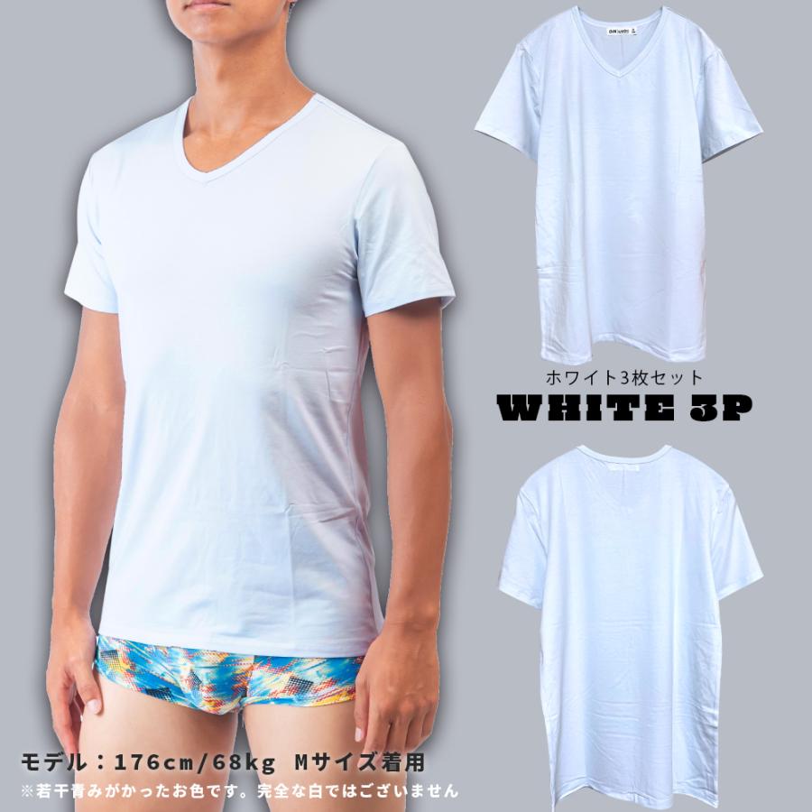 半袖 Tシャツ Vネック メンズ アンダーシャツ 無地 セット 3枚 綿