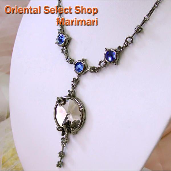 送料ミルクティカラーミラーストーントンボとお花Ｙ字型ラインストーンネックレス＆ピアスセット