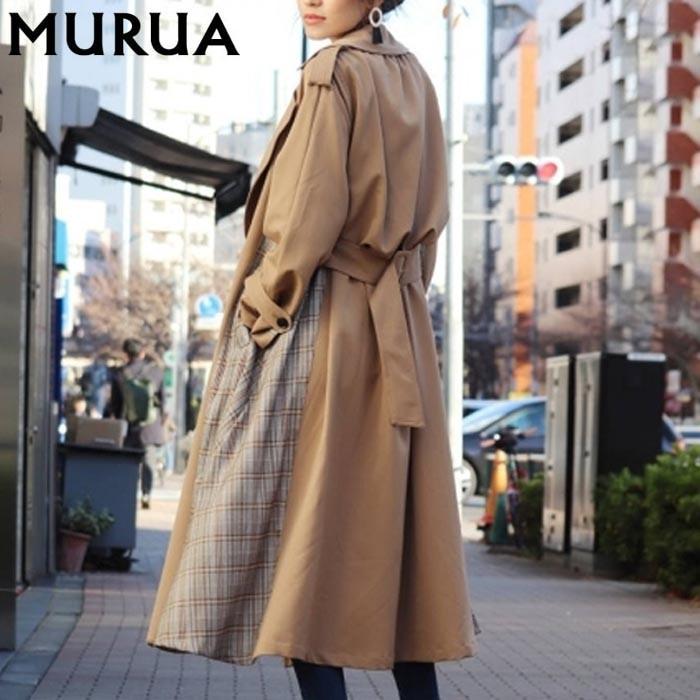 Murua ムルーア 通販 サイドチェックロングコート 011910001101 2019春夏 011910001101 セレクトショップムー ヤフー店 通販 Yahoo ショッピング