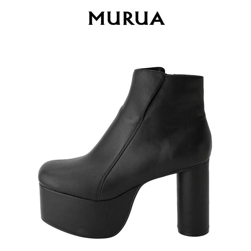 Sale50 Off Murua ムルーア 通販 スリットショートブーツ Boots 美脚 脚長 太ヒール セレクトショップムー 通販 Yahoo ショッピング