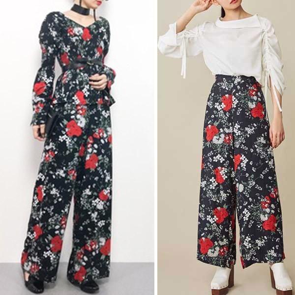 Sale60 Off Emoda エモダ ライトフラワーワイドパンツ セレクトショップムー 通販 Yahoo ショッピング