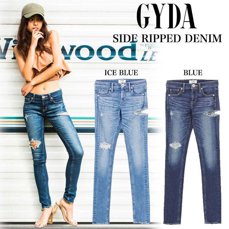 GYDA ジェイダ SIDE RIPPED スキニーデニムパンツ /072112490801 GYDA ジェイダ SIDE RIPPED スキニーデニムパンツ /072112490801