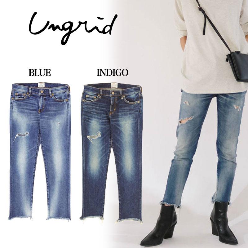 期間限定10 Off Ungrid アングリッド クラッシュフレイドヘムストスリデニムパンツ セレクトショップムー 通販 Yahoo ショッピング