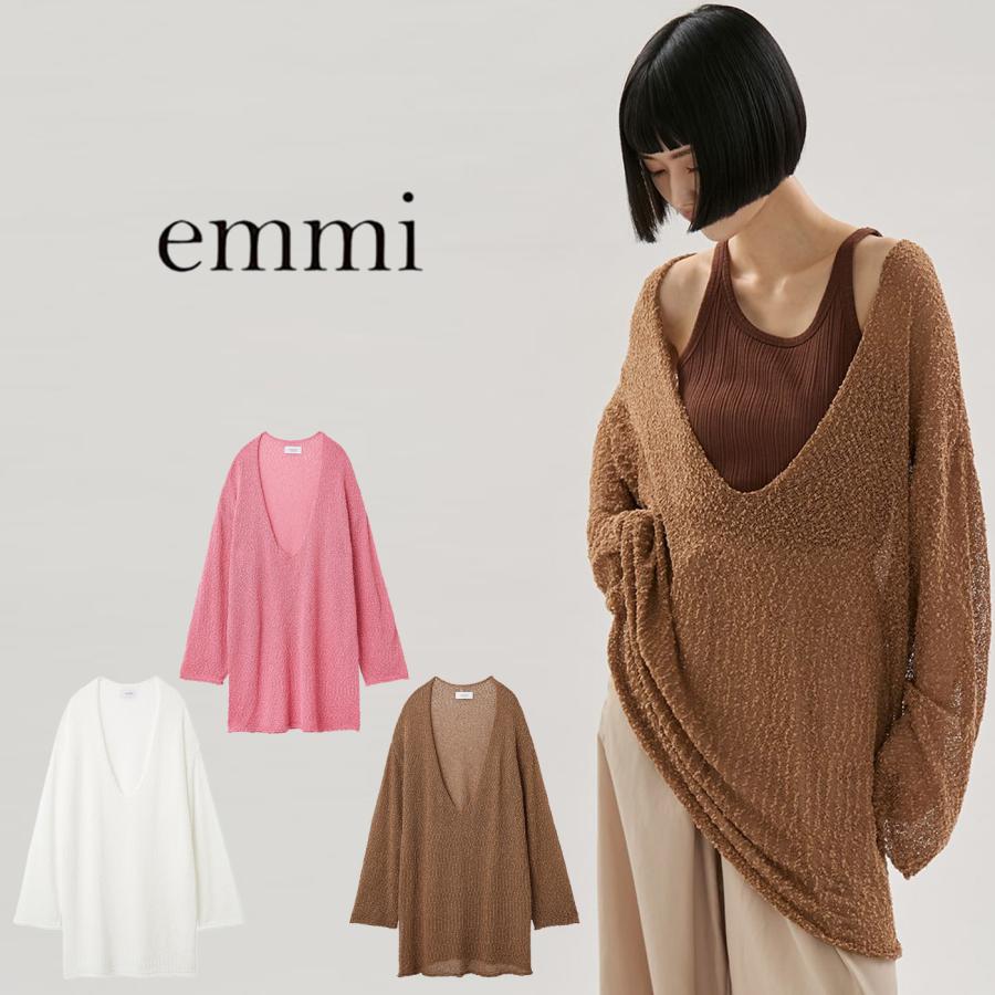 新品 emmi エミ　ギャザー　接触冷感　UV　トップス　チュニック　ドルマンT emmi エミ ウェア ルーズニットプルオーバー 13wnt261064 レディース