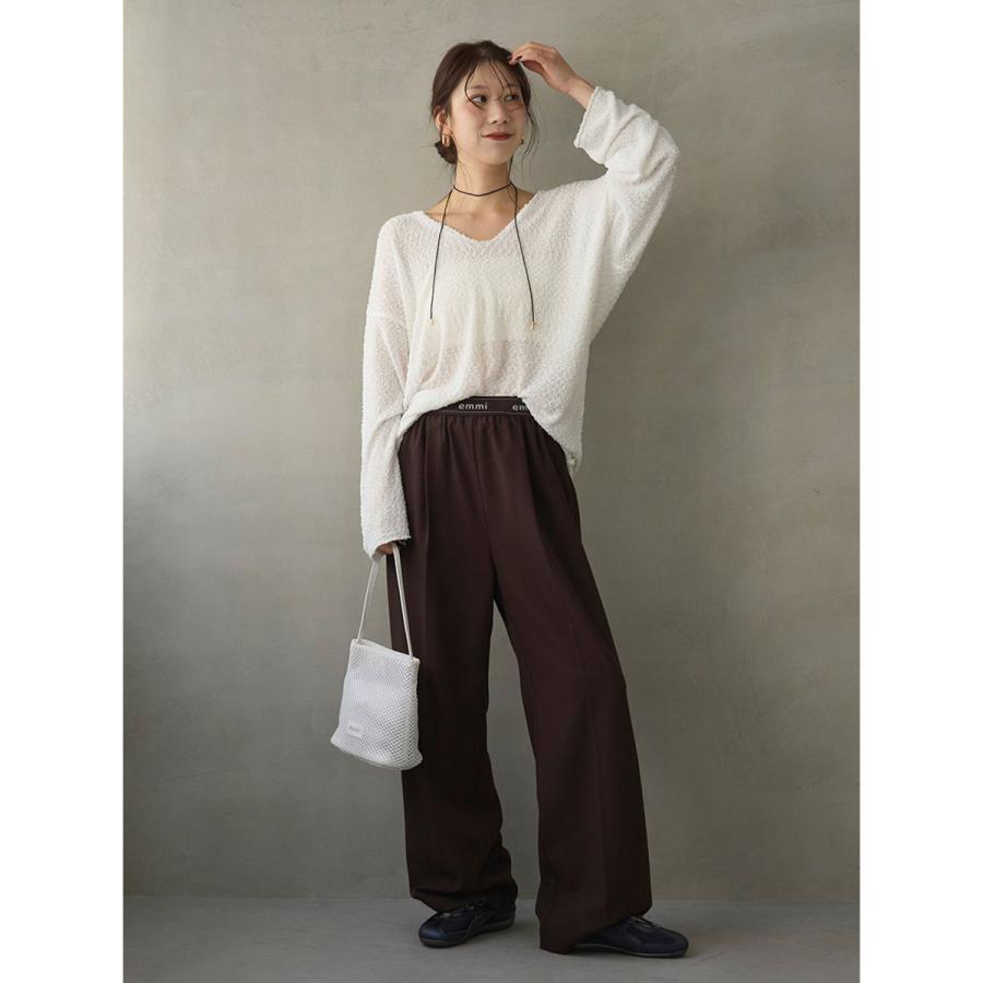 新品 emmi エミ　ギャザー　接触冷感　UV　トップス　チュニック　ドルマンT emmi エミ ウェア ルーズニットプルオーバー 13wnt261064 レディース