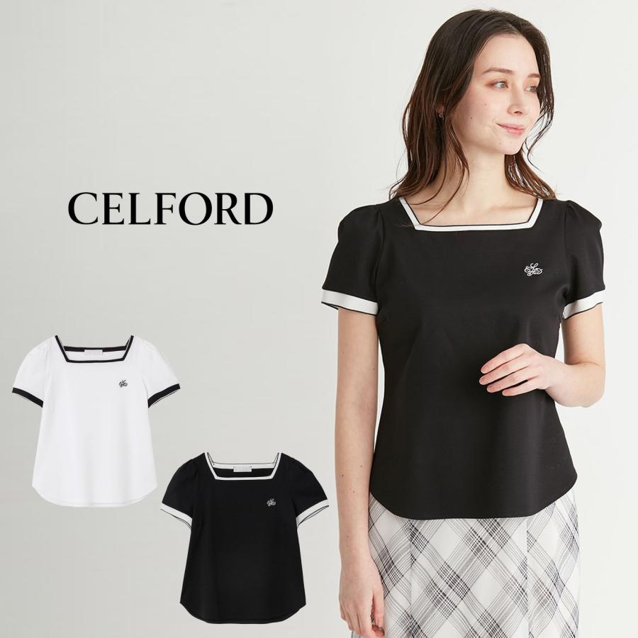 CELFORD グログランTシャツ　超美品 CELFORD セルフォード カリグラフィ刺繍Tシャツ cwct254026