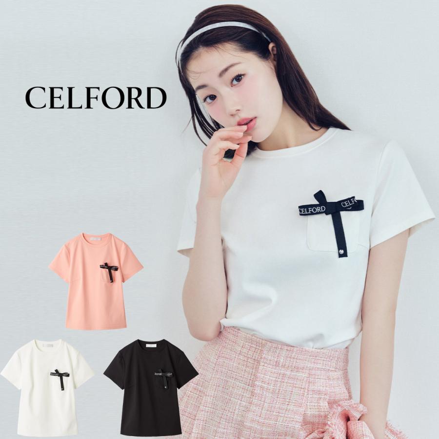 CELFORD（セルフォード） (予約) ロゴ刺繍リボン付きカットソー