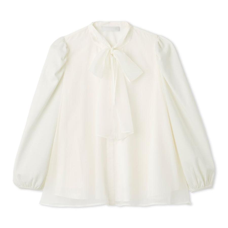 美品 セルフォード リボンブラウス フレア Aライン 白 CELFORD（セルフォード） SALE40%OFF ニットコンビレイヤードフレア