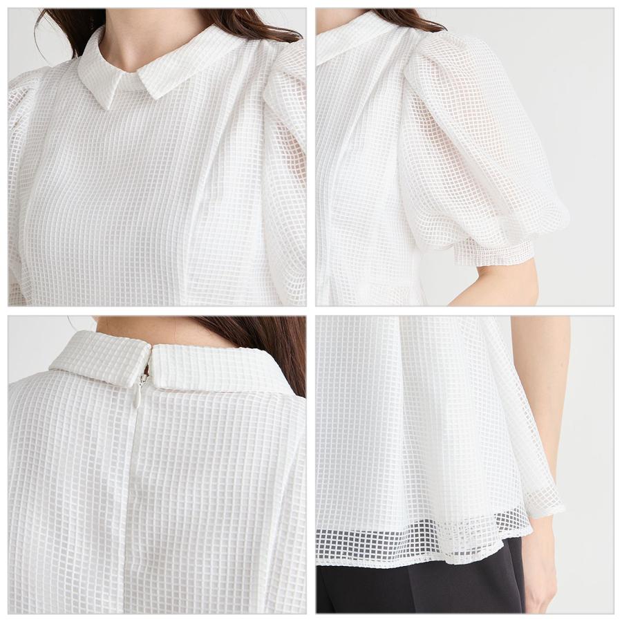 セルフォード　半袖　トップス　ブラウス 洗える】襟付きメッシュブラウス(ブラウス・シャツ)｜TOPS（トップス