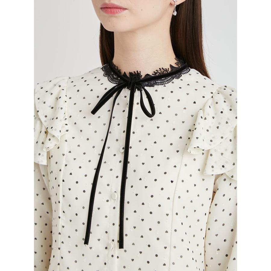 セルフォード　ドットリボントップス ロゴ刺繍リボン付きカットソー(カットソー)｜TOPS（トップス