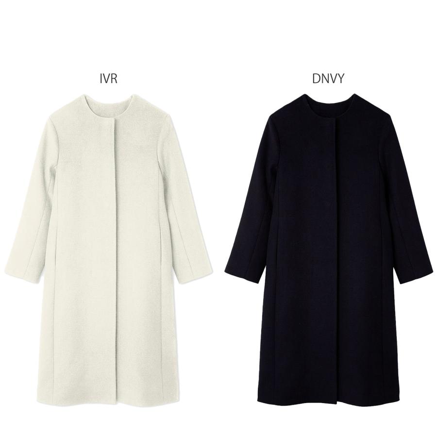 【美品】セルフォード　ノーカラーコート　ブラックM CELFORD (予約) セルフォード カシミヤ混ノーカラーコート