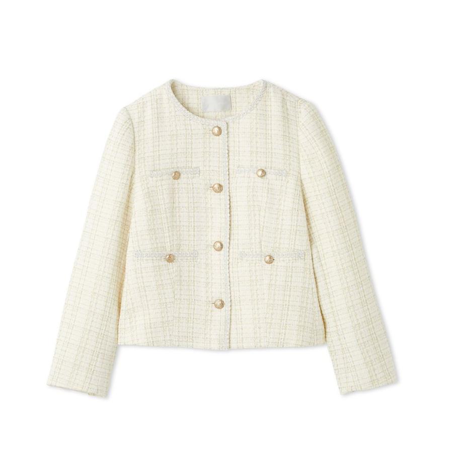 CELFORD（セルフォード） ミドル丈ノーカラーツイードジャケット