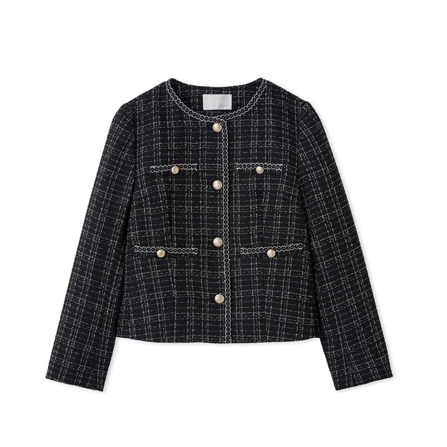 CELFORD（セルフォード） ミドル丈ノーカラーツイードジャケット