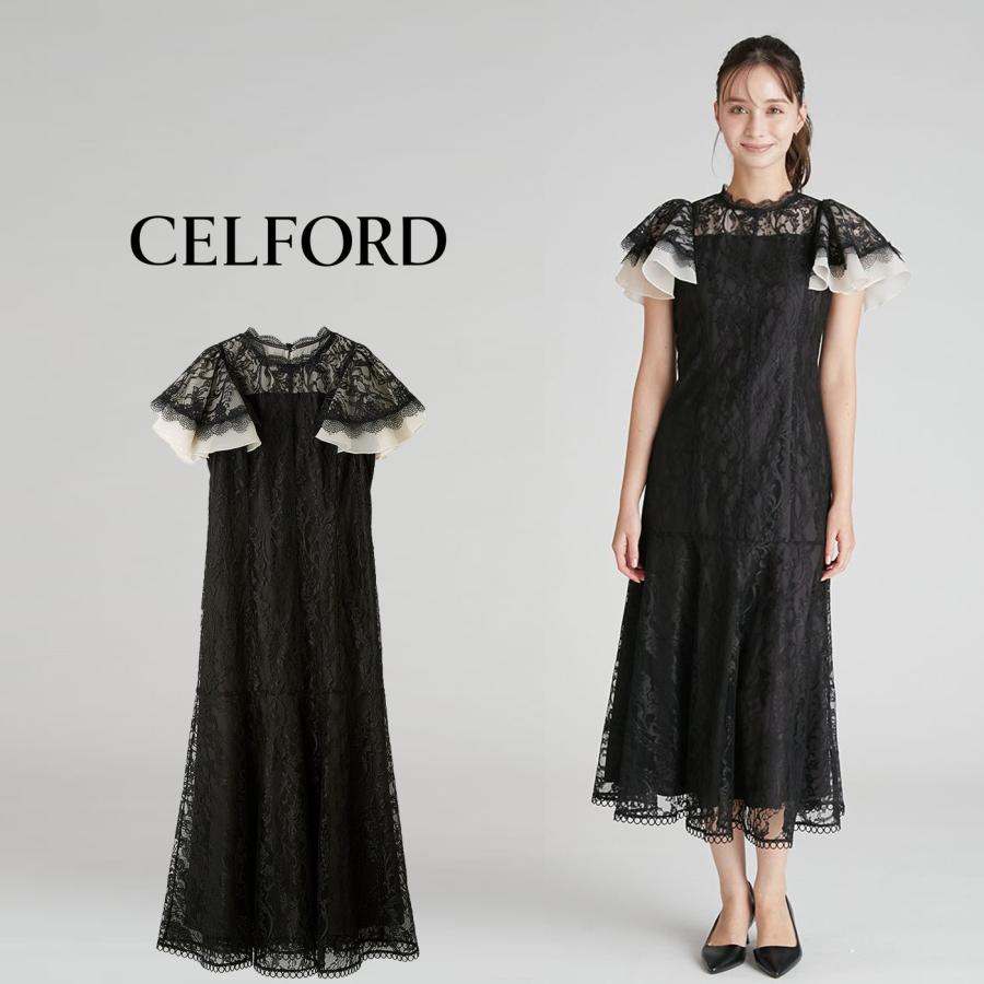 CELFORD（セルフォード） フレアスリーブレースマーメイドドレス
