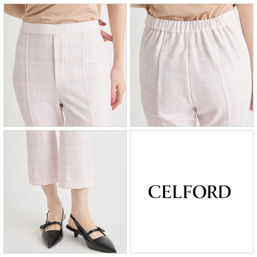 CELFORD（セルフォード） チェック柄ストレッチフレアカプリパンツ