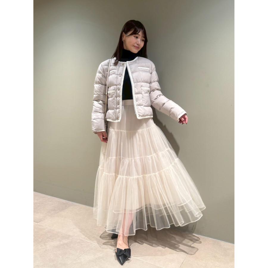 CELFORD チュールスカート 38 タグ付き 未使用 グレージュ 春 CELFORD×P.J. REDOUTEコラボ】 Rosa刺繍チュールスカート(SKIRT
