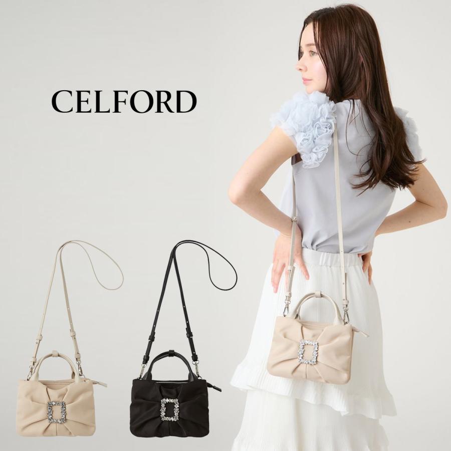 未開封☆CELFORD セルフォード ショルダーバッグ ビシュー 2way CELFORD（セルフォード） ビジュー付きリボンショルダーバッグ