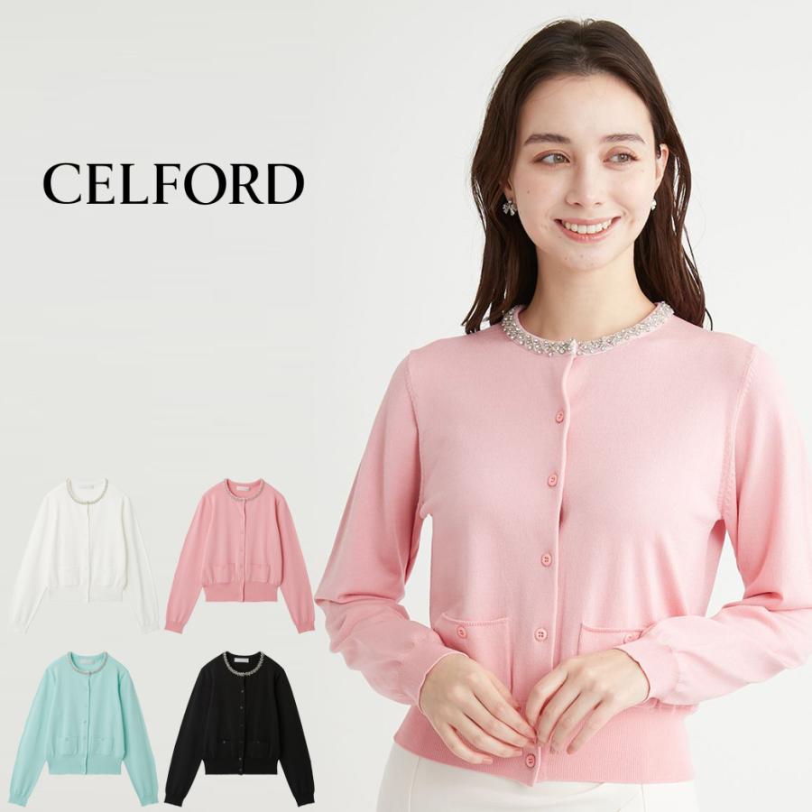 CELFORD SALE10%OFF セルフォード シルクブレンドビジューネック CELFORD SALE10%OFF セルフォード シルクブレンドビジューネック