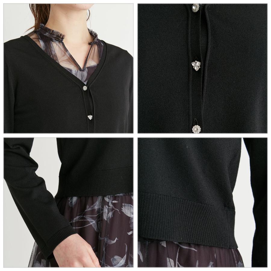 セルフォード 25SS ビジューロゴカーディガン 長袖 Vネック F ブラック CELFORD（セルフォード） (セール60%OFF) ビジューロゴカーディガン 24